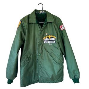 Vtg Yorktown Ambulance Corp Jacket M Green Fleece Lined Windbreaker Patches EUC